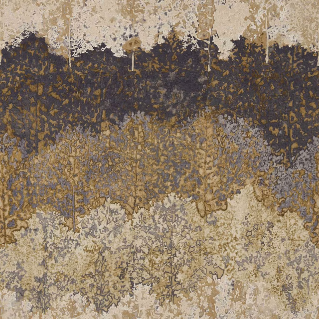 Antique bronze textile with cream branching flecks and a deep charcoal horizontal band