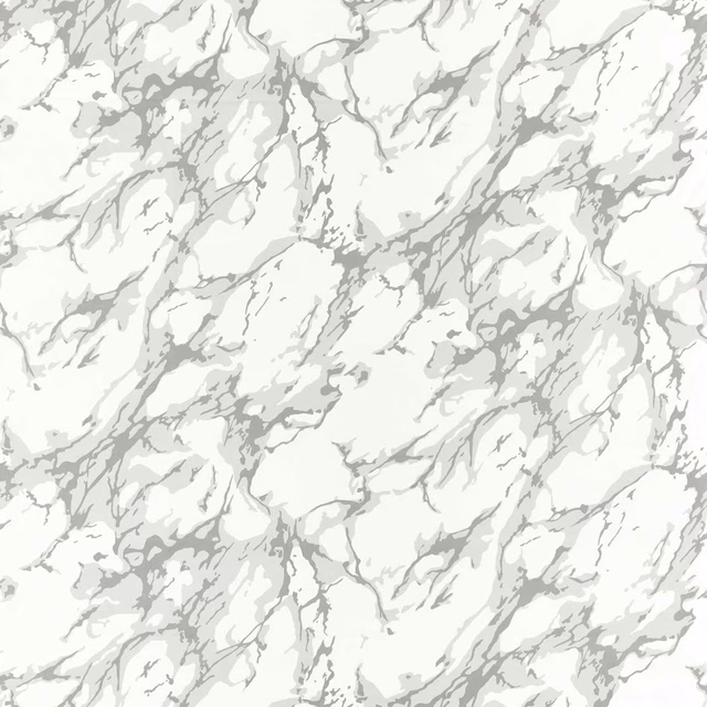Cool grey marble veining branching across a Perfect White textile ground