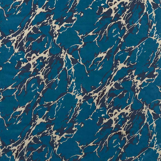Deep petrol-teal velvet with branching cream marble veins and dark blue depth