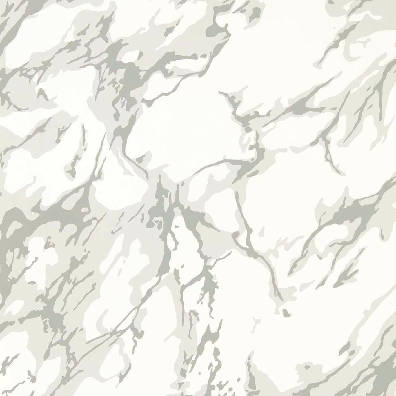 Soft grey marble veining branching across a bright white wallpaper ground