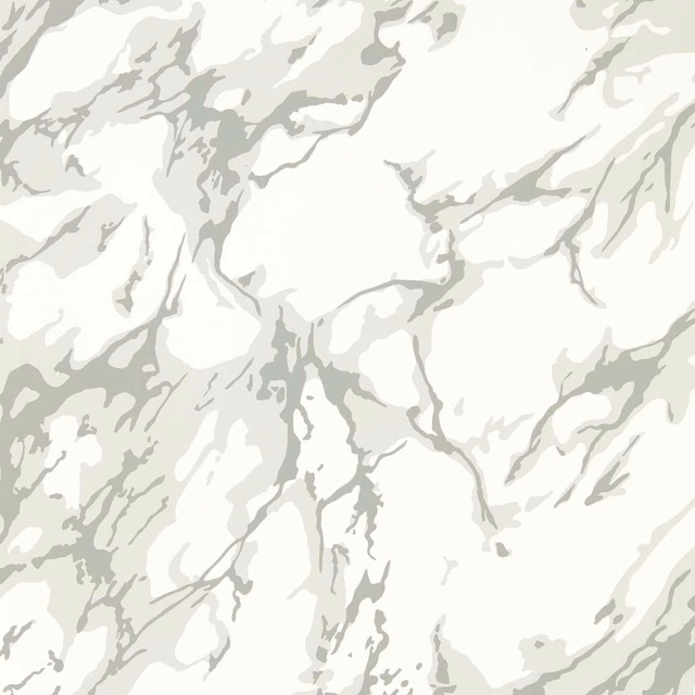 Soft grey marble veining branching across a bright white wallpaper ground