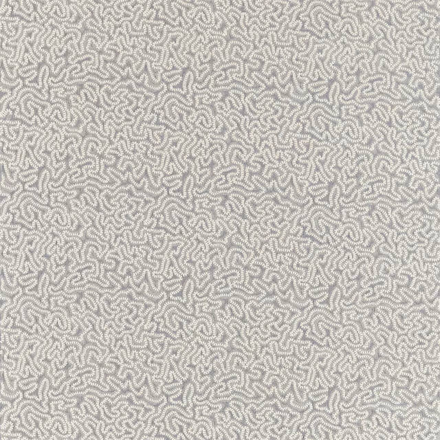 Zinc-grey fabric with fine coral maze lines and a densely textured woven surface