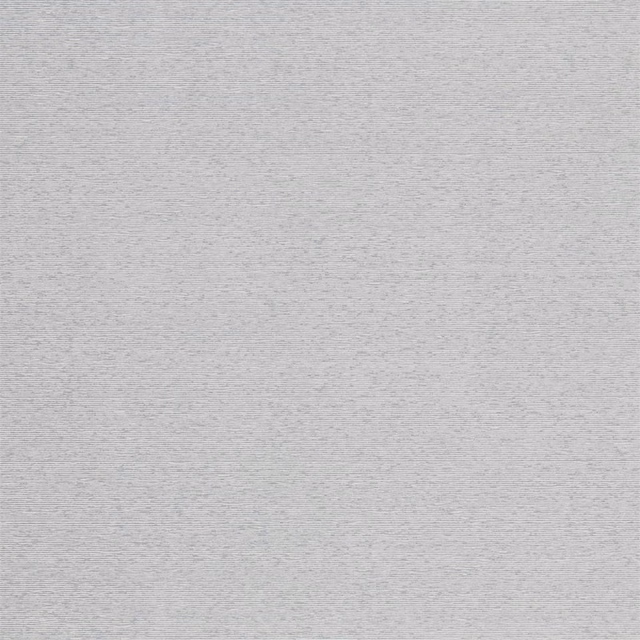 Close-up of pale grey-white wallpaper with fine horizontal striations and soft tonal texture