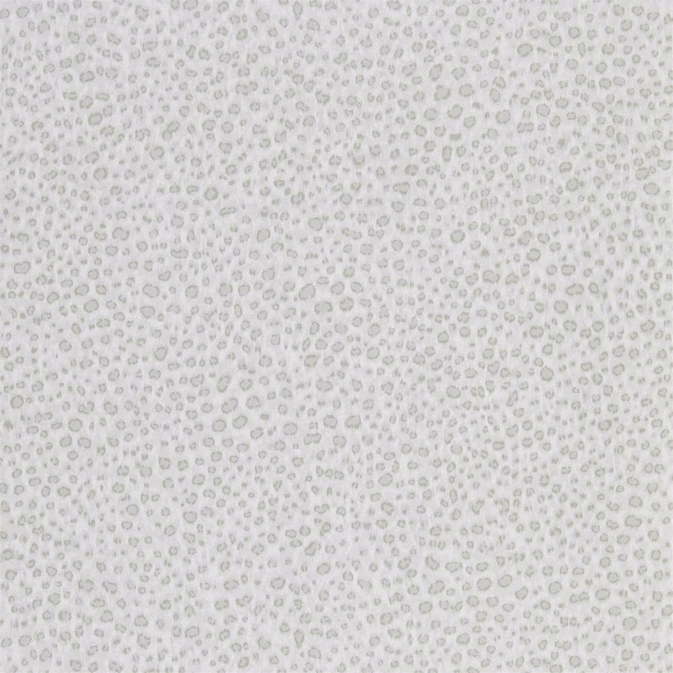 Snow-white wallpaper with closely scattered cool-grey oval ring motifs and a soft, low-contrast texture.