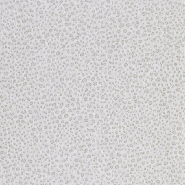 Snow-white wallpaper with closely scattered cool-grey oval ring motifs and a soft, low-contrast texture.