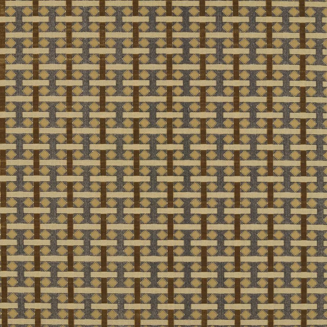 Muted old gold velvet with olive-grey ground and brown geometric check