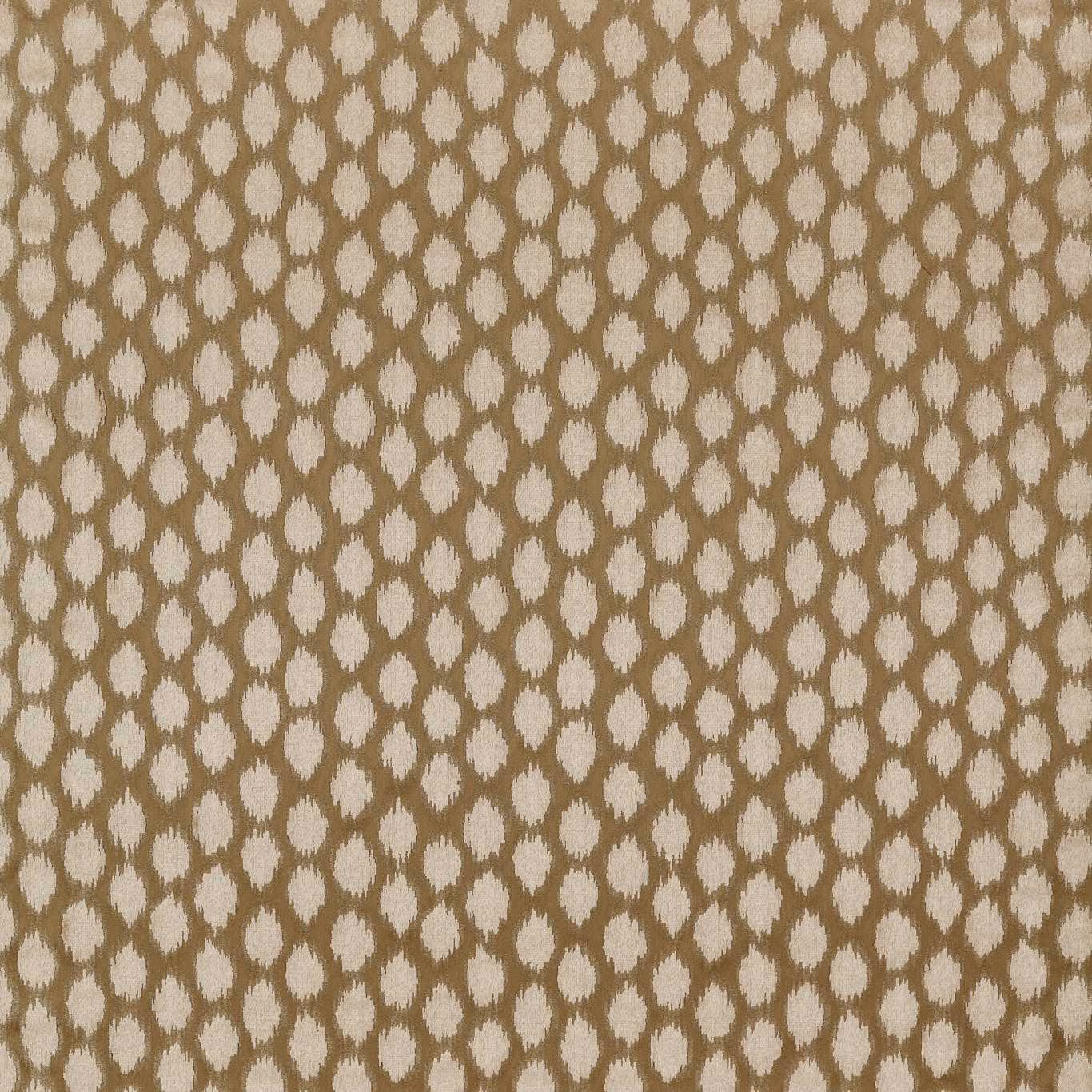 Warm antique-gold velvet with pale irregular ikat spots and soft pile