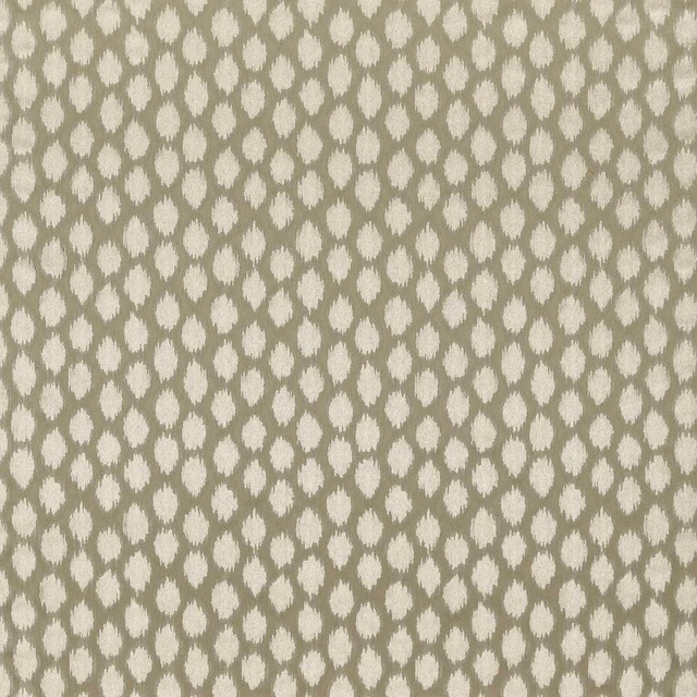 Stone taupe velvet with pale irregular ikat spots and a softly textured surface