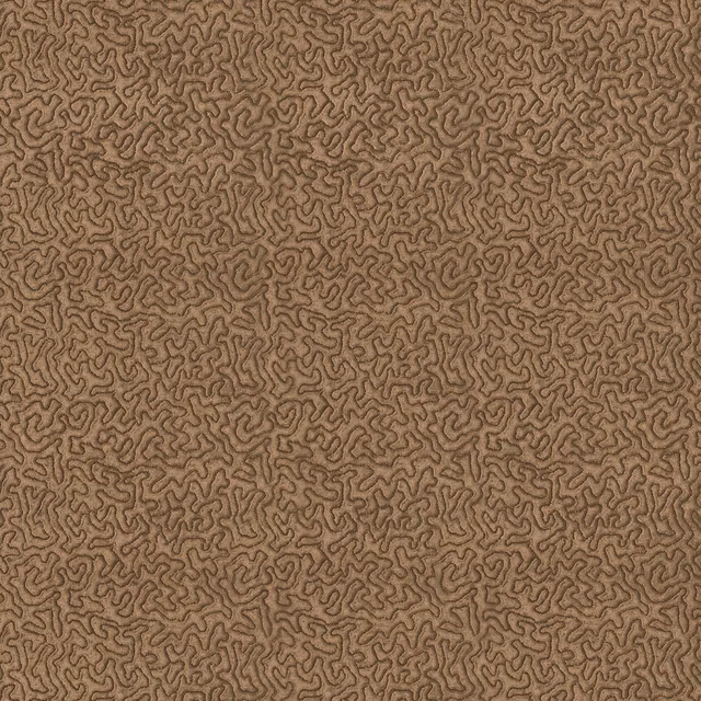 Warm taupe-brown velvet with a dense dark maze motif and plush nap
