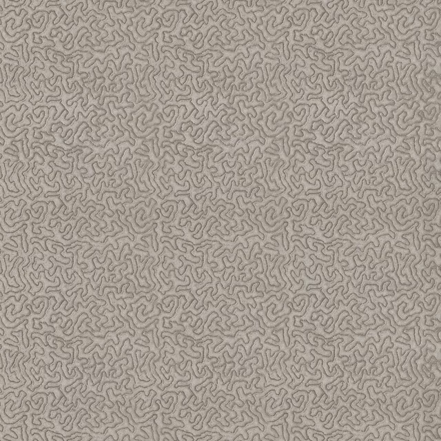 Cool silver-grey velvet with a dense dark maze motif and softly textured surface