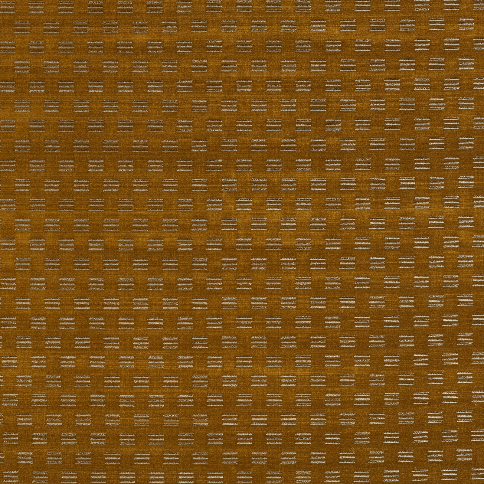 Warm amber velvet with pale broken horizontal dashes and softly varied sheen