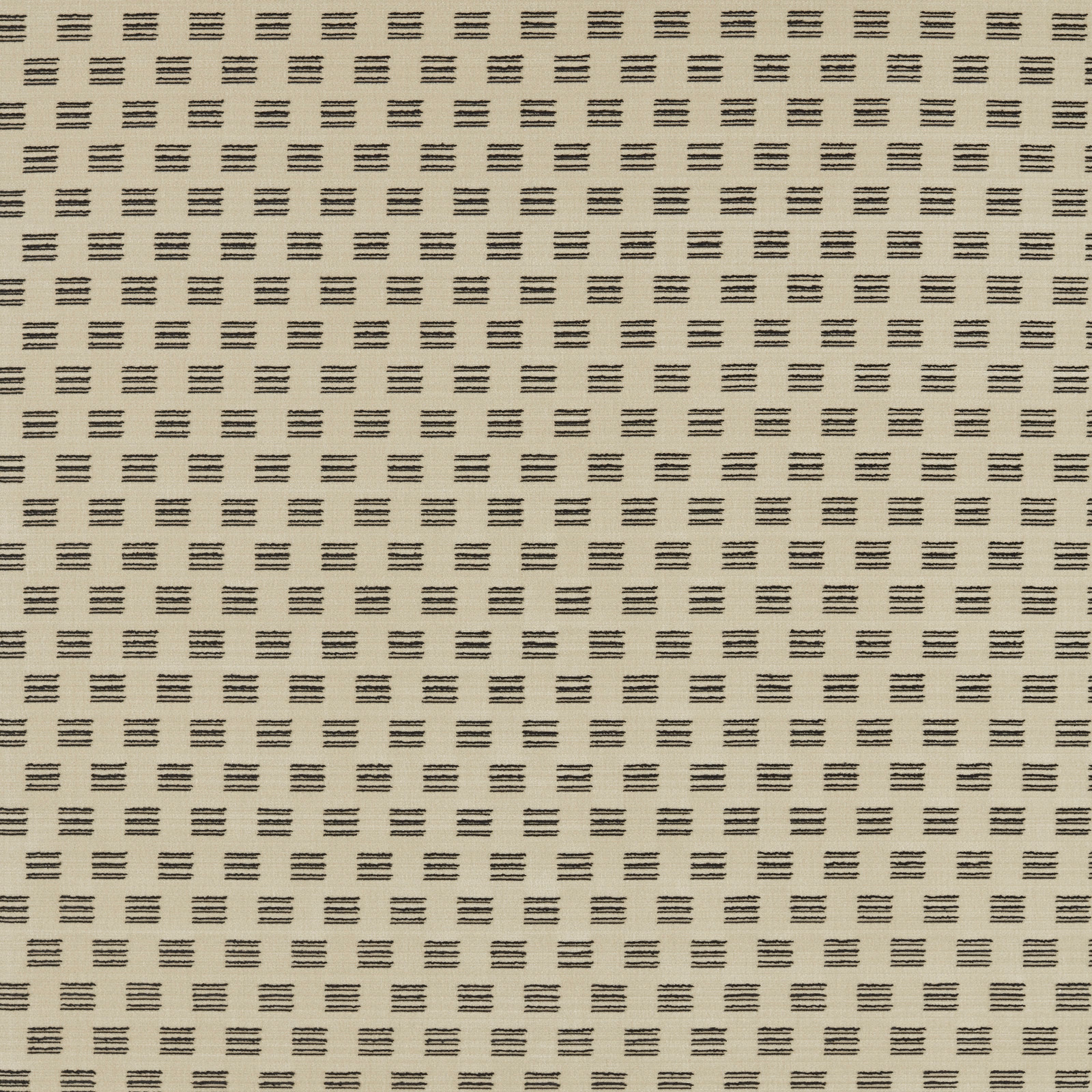 Warm white velvet with evenly spaced charcoal-grey woven dash rows