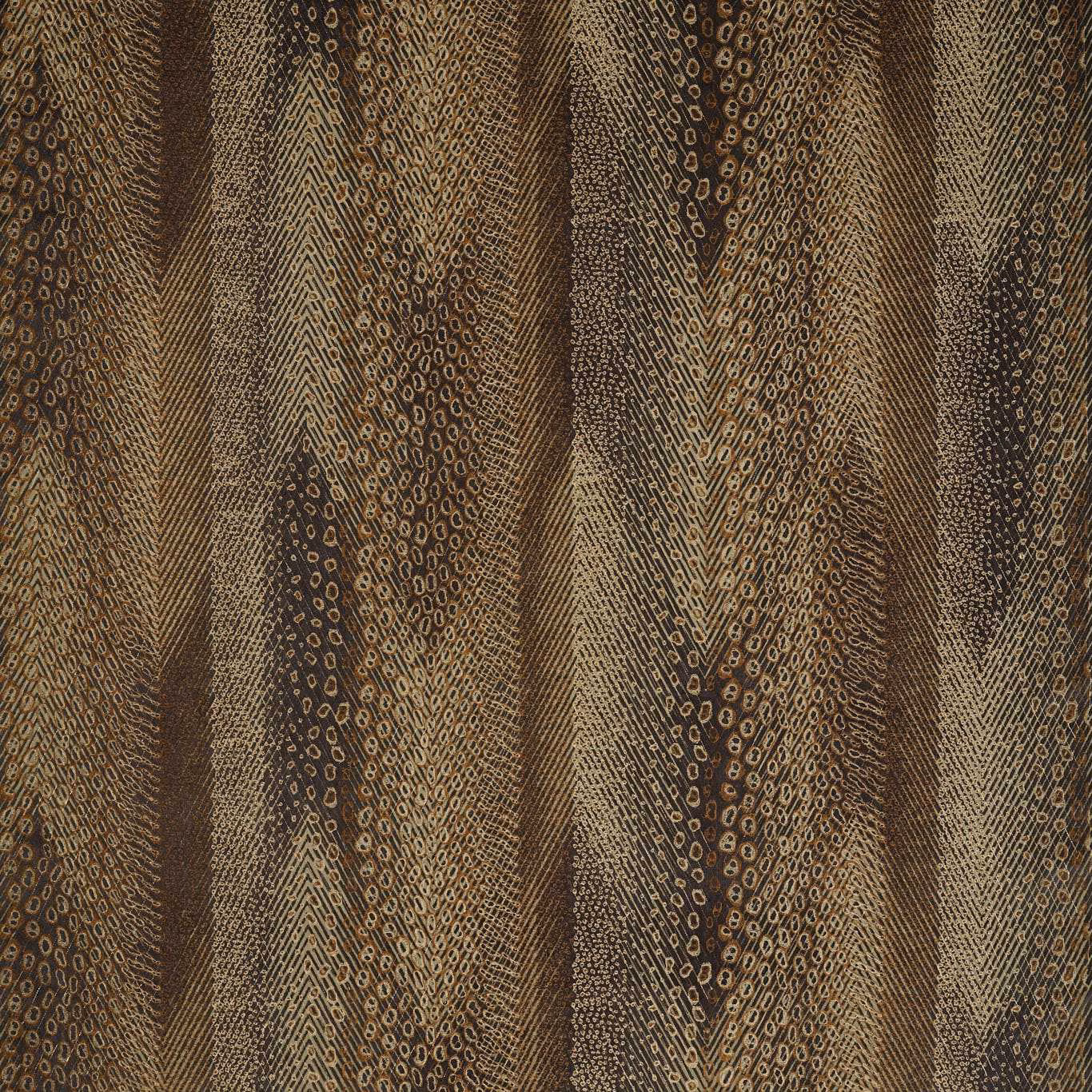 Near-black velvet with antique-gold vertical vines and chevron textures