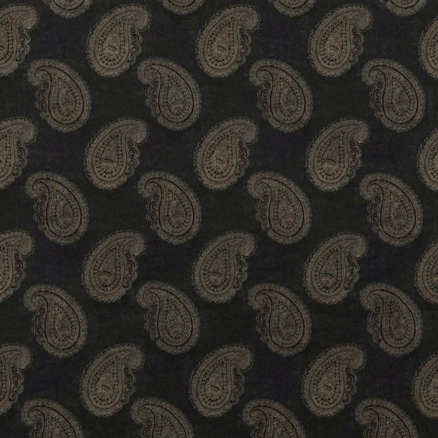 Dark mole velvet with muted taupe paisleys and a softly lustrous surface