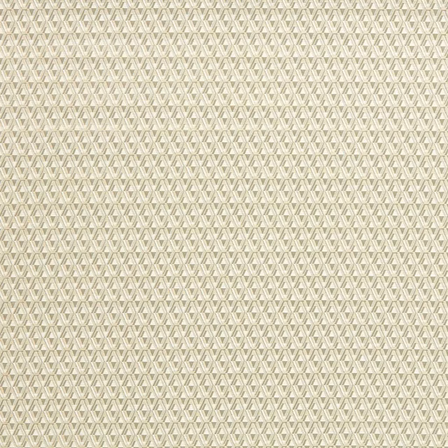 Close-up of pale Paris-grey woven fabric with tiny ivory diamond motifs and fine textured weave