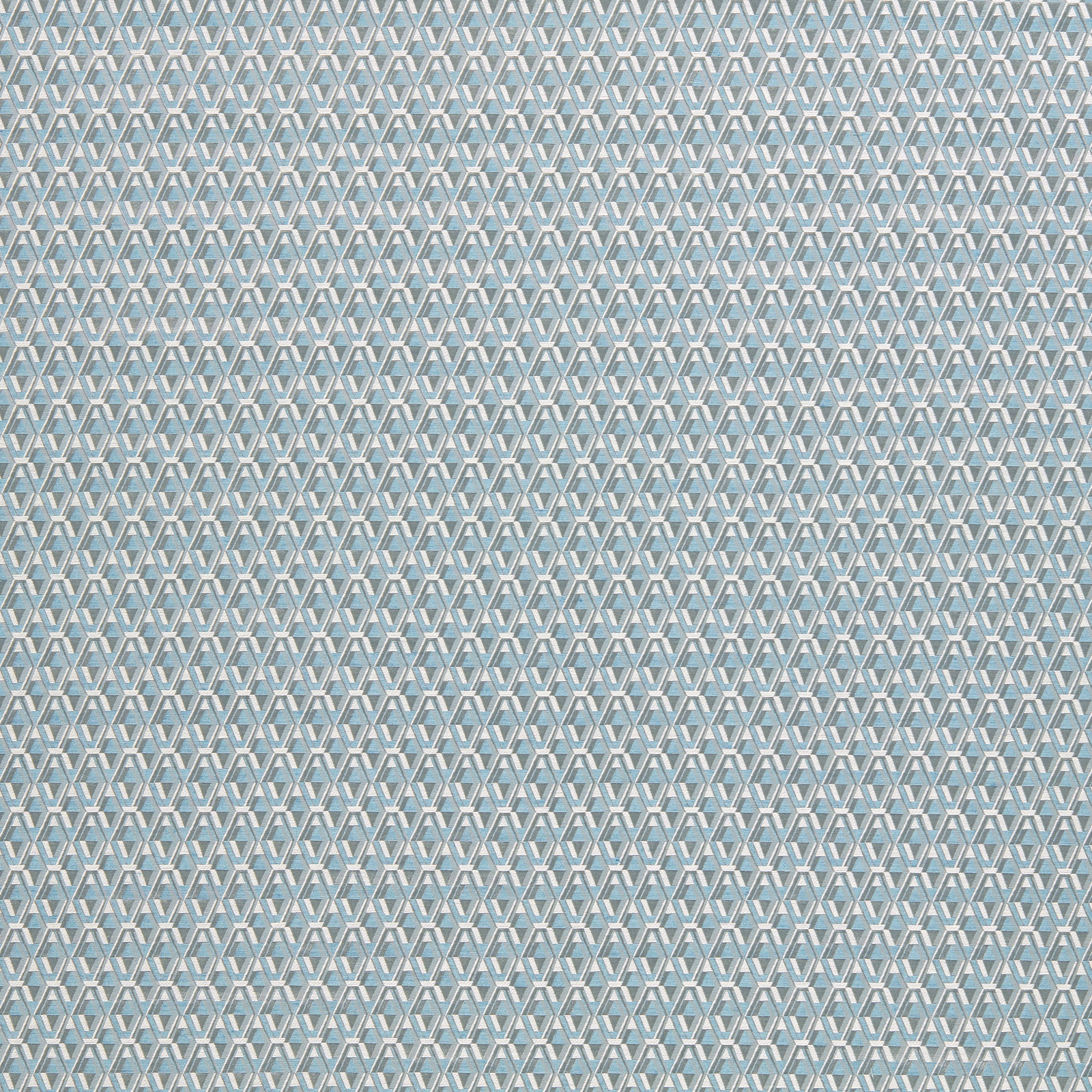 Pale porcelain blue woven fabric with tiny white and taupe diamond lattice