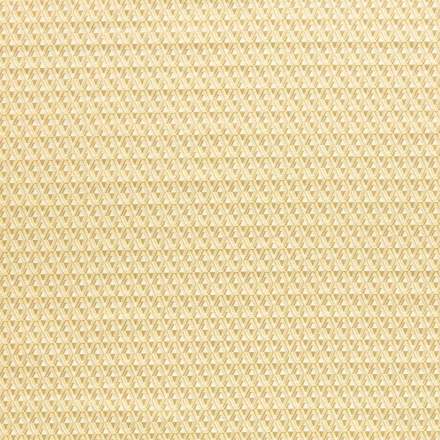 Pale yellow and ivory woven fabric with tiny interlocking diamond motifs