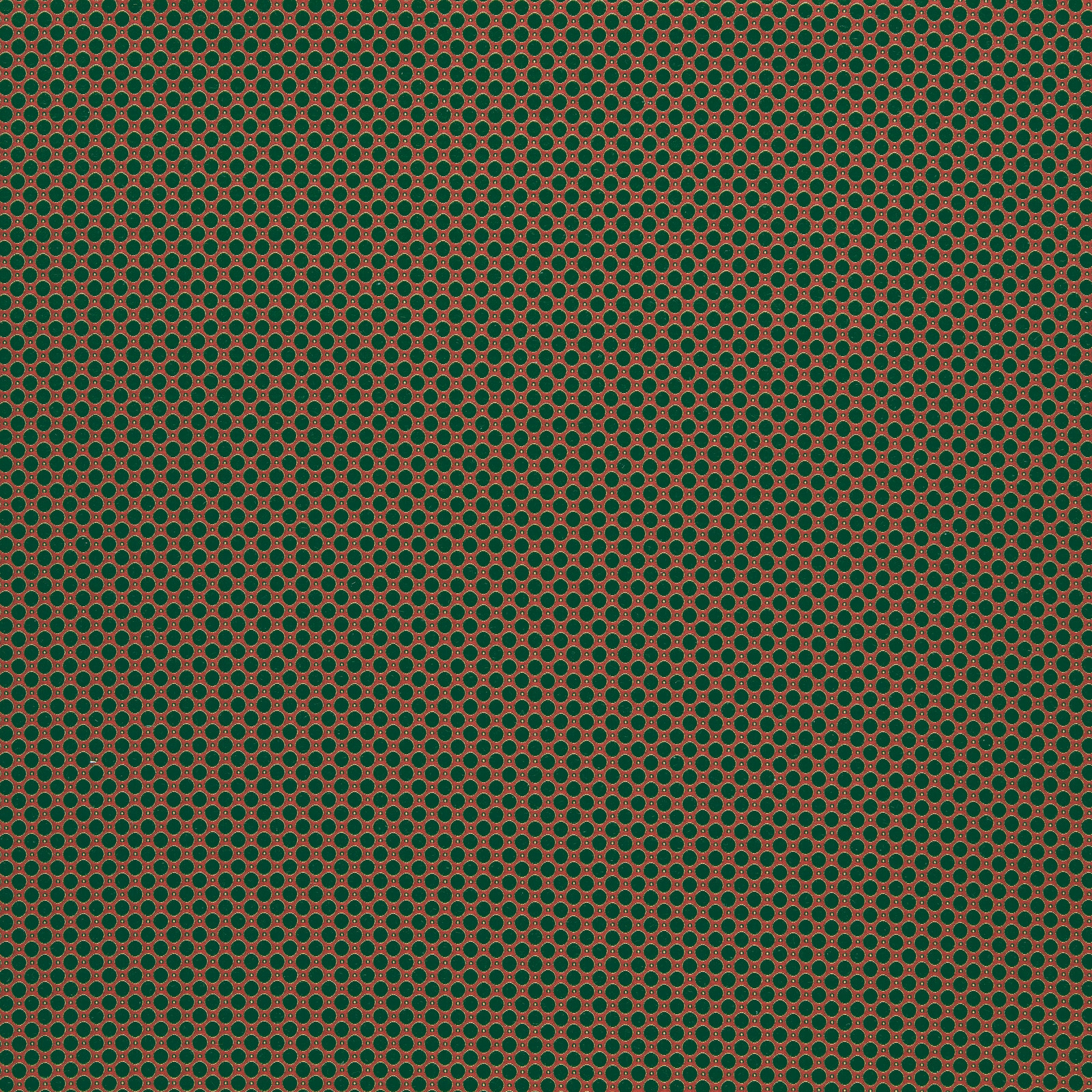 Deep green woven fabric with tiny rust-red and olive geometric spots