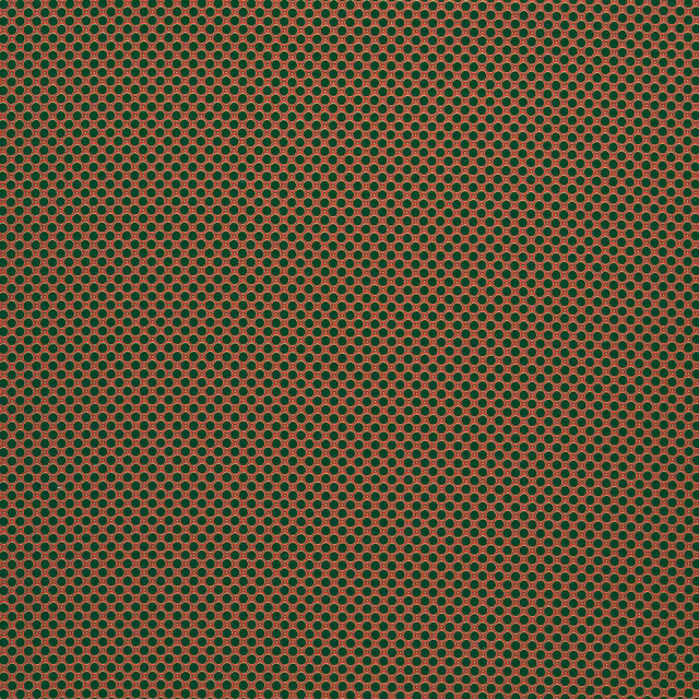 Deep green woven fabric with tiny rust-red and olive geometric spots