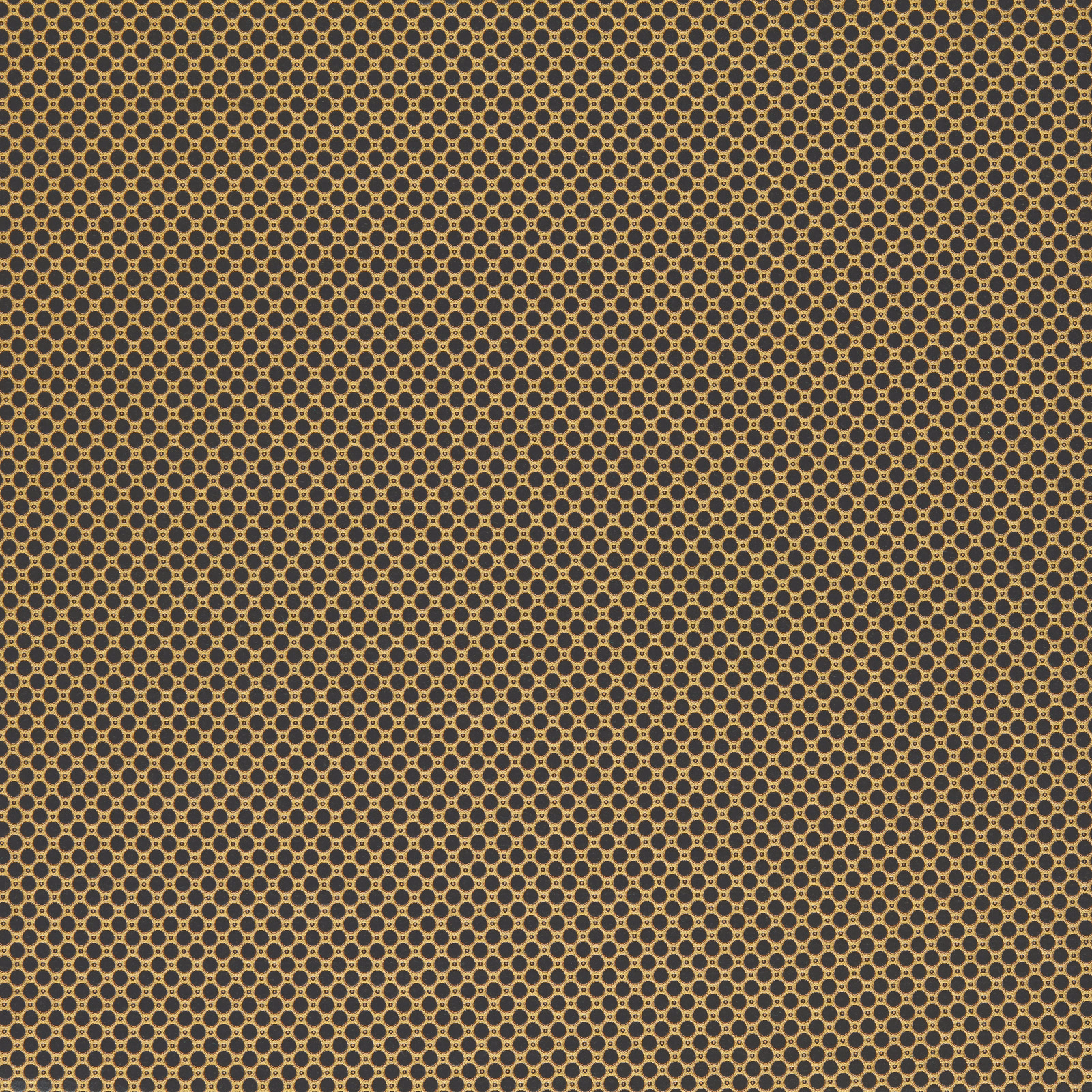 Dense ochre ring spots on a cool ink-blue woven ground