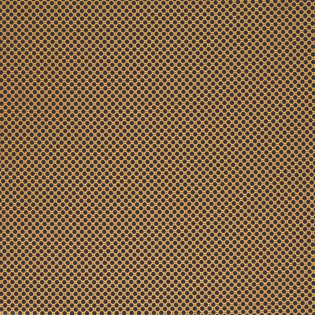 Dense ochre ring spots on a cool ink-blue woven ground