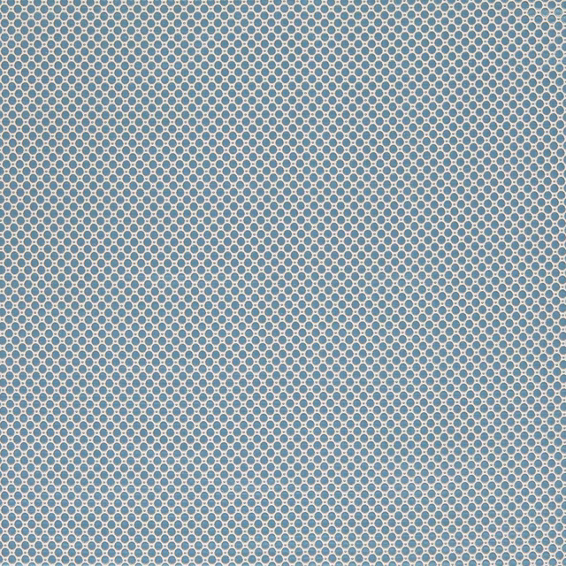 Cool porcelain blue-grey woven fabric with dense pale ring spots and fine texture