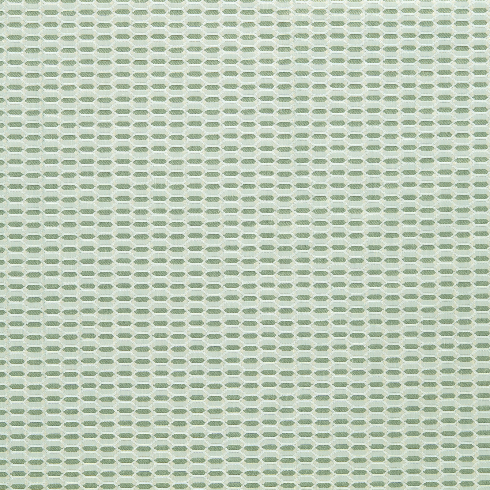 Pale eau de nil woven fabric with tiny white trellis links and subtle texture