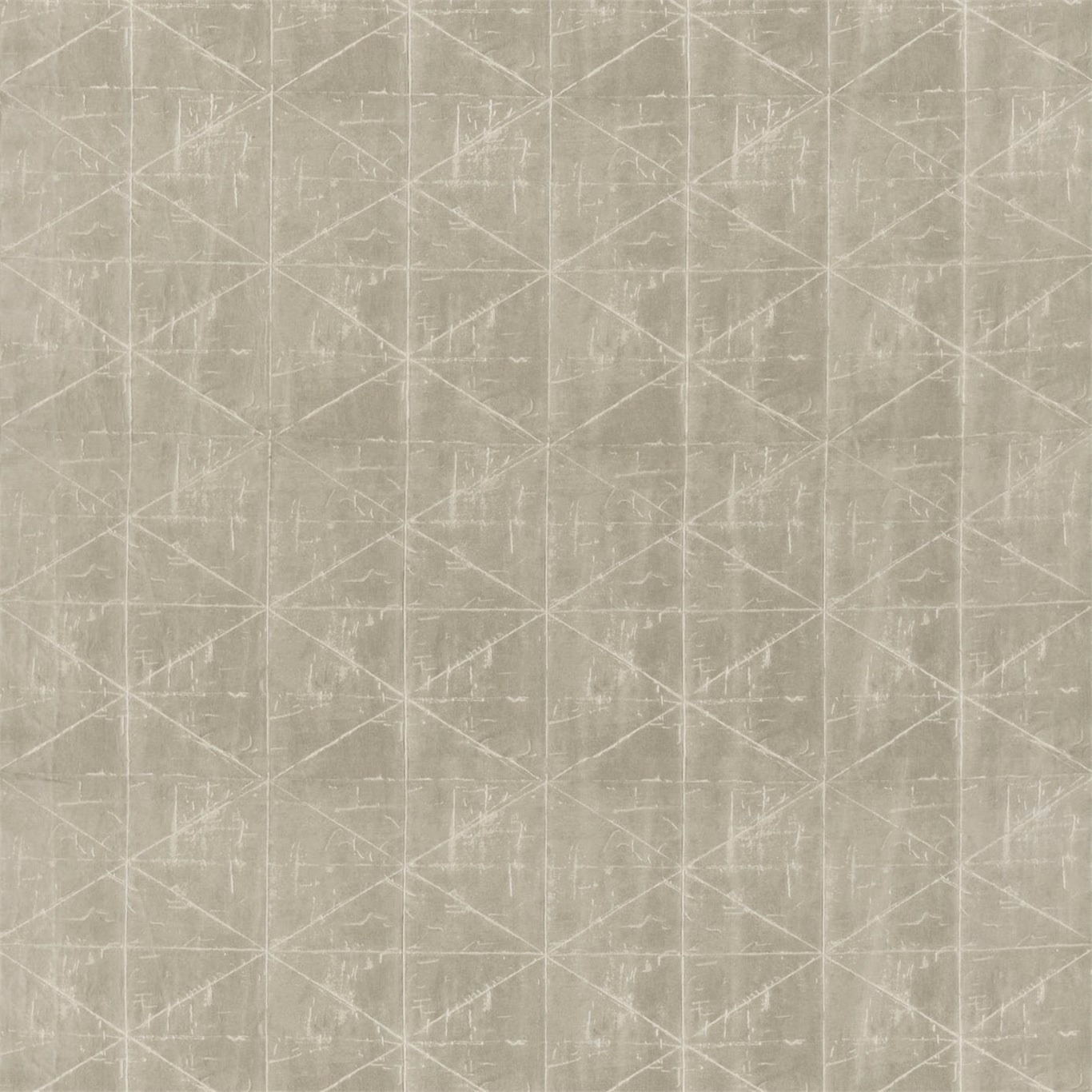 Cool stone taupe upholstery fabric with distressed intersecting diamond lines and textured vertical striations