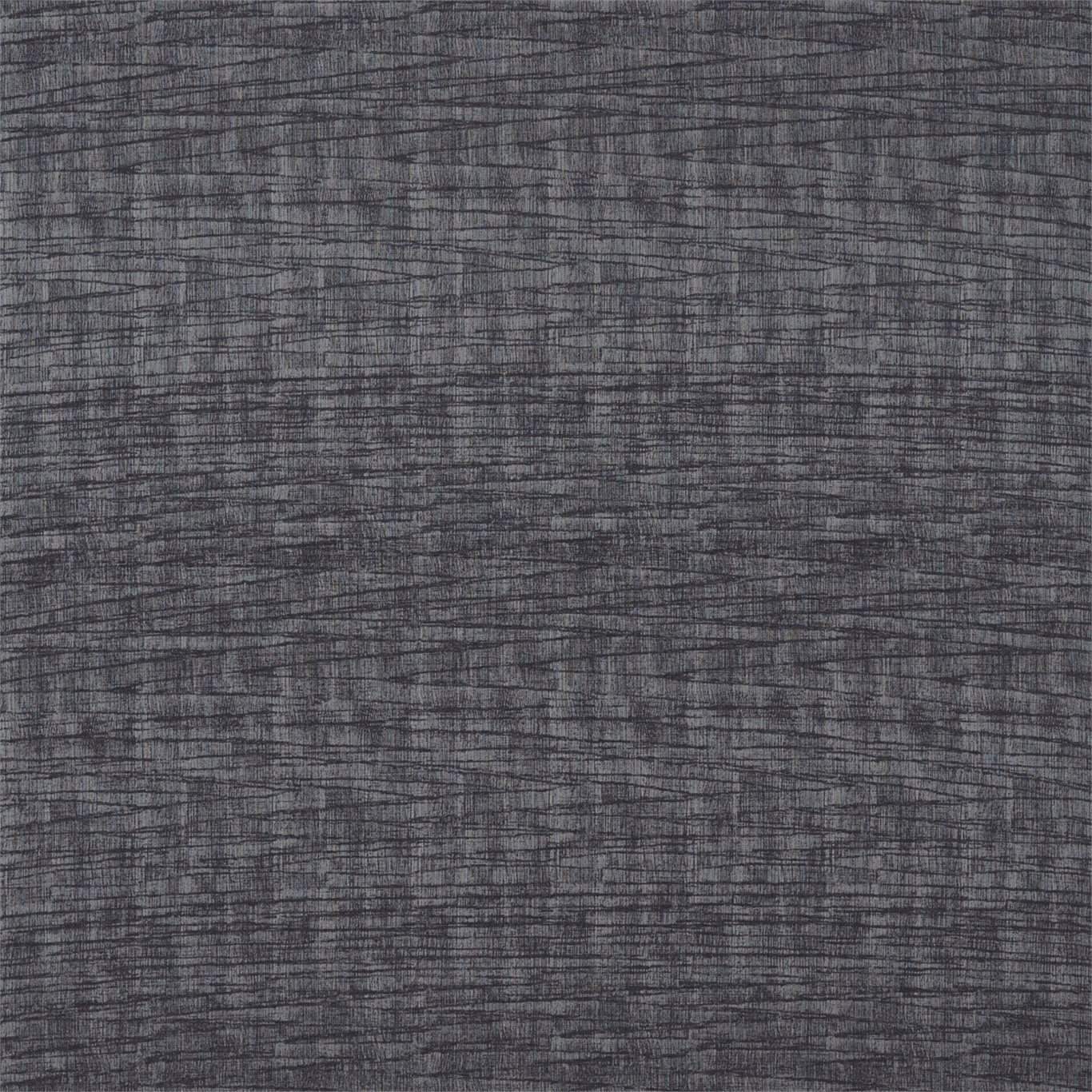 Charcoal grey woven textile with irregular black horizontal striations and cloudy texture