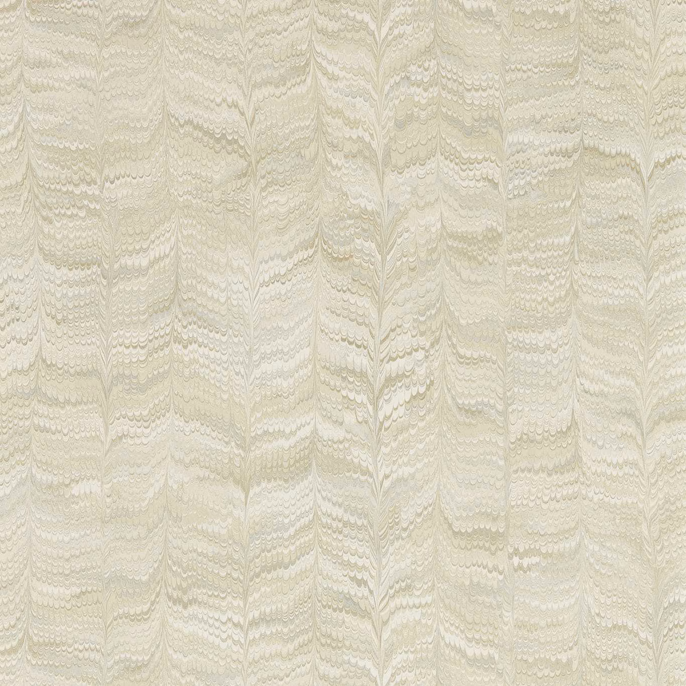 Pale stone cream wallpaper with grey-green rippling vertical wave bands