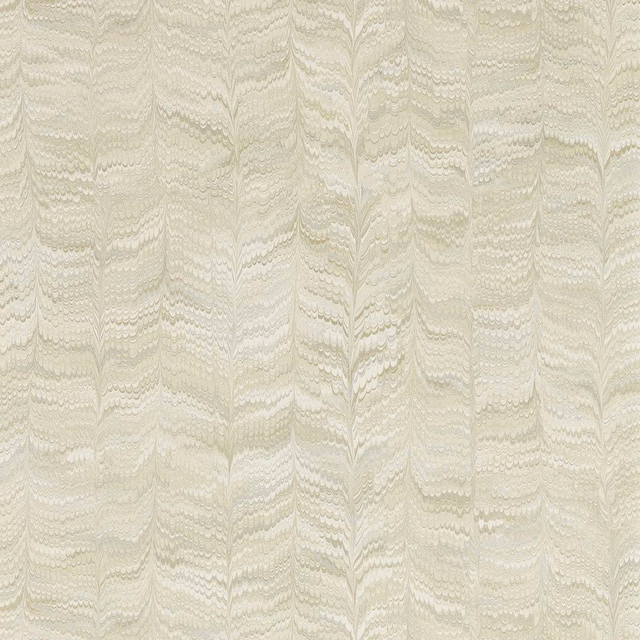 Pale stone cream wallpaper with grey-green rippling vertical wave bands