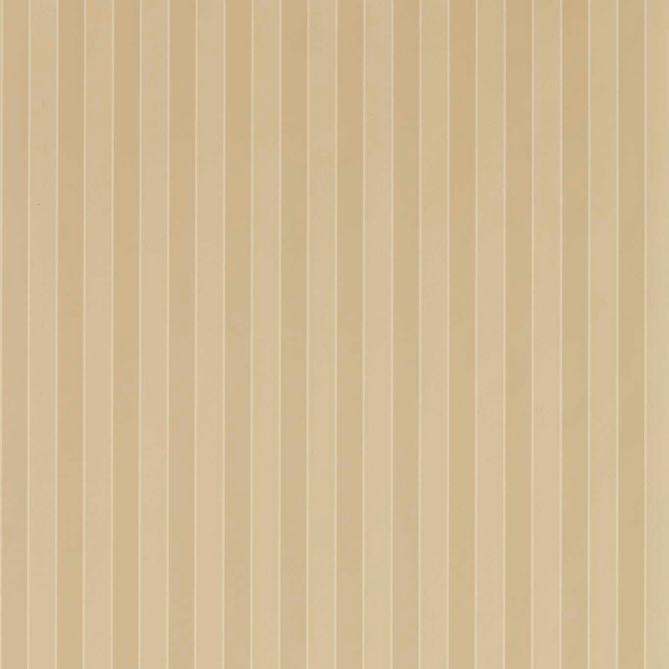 Warm hemp-beige wallpaper with fine ivory vertical pinstripes and subtle tonal texture