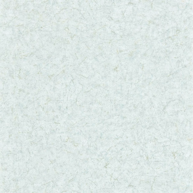 Pale blue-grey wallpaper with a cloudy weathered surface and fine linear marks