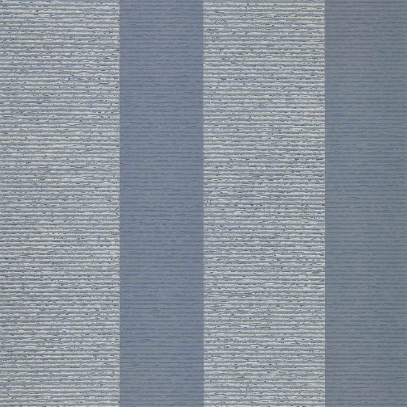 Cool blue-grey and pale grey vertical stripes with softly flecked wallpaper texture