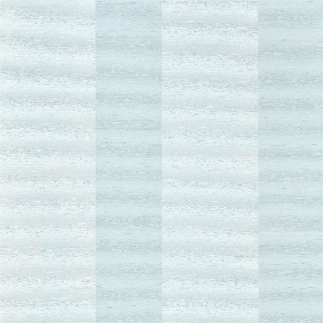 Pale aqua and white vertical stripe wallpaper with softly granular texture