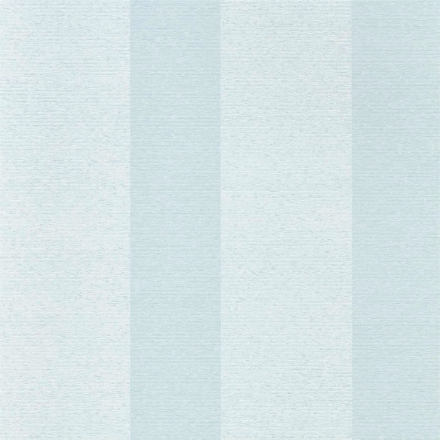 Pale aqua and white vertical stripe wallpaper with softly granular texture