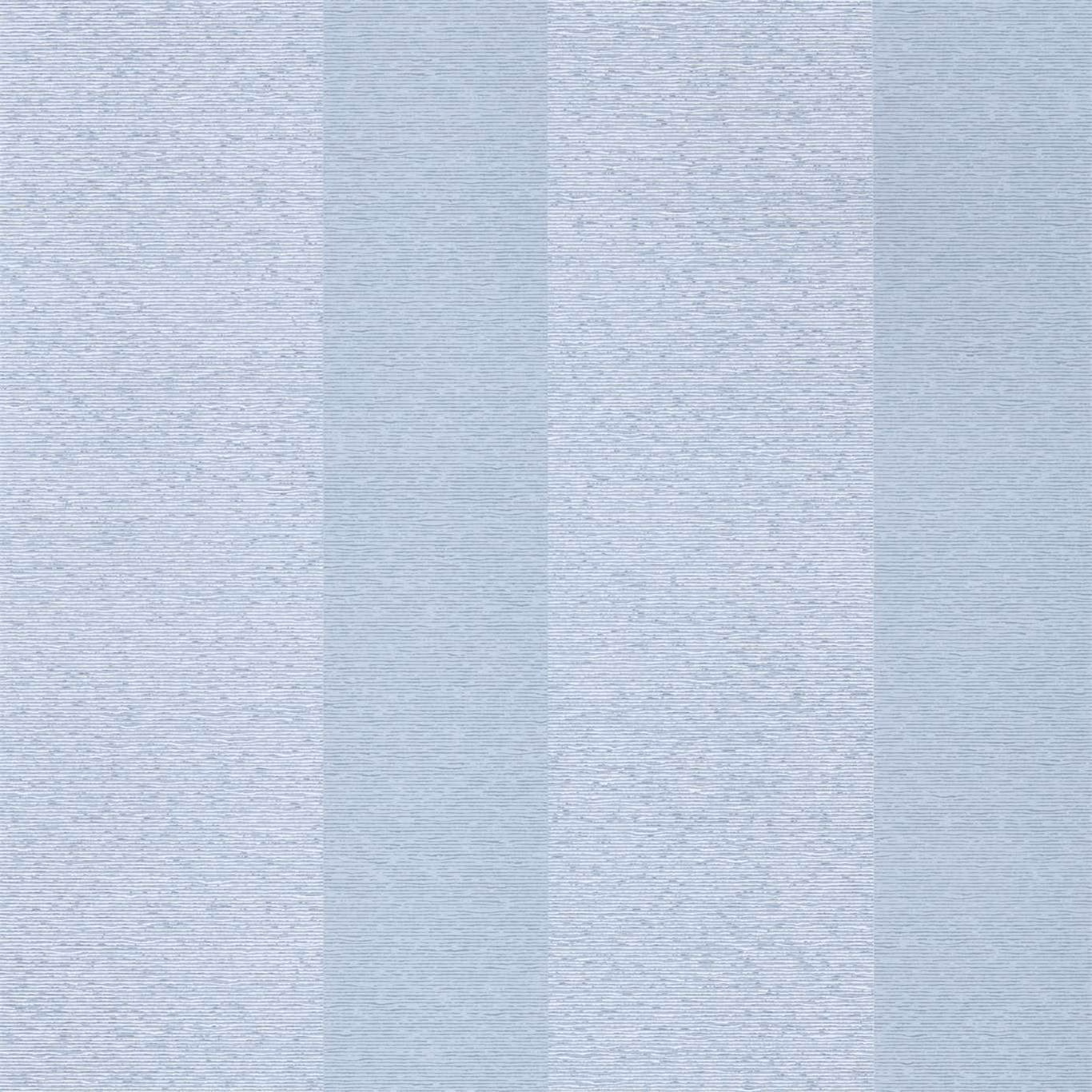 Cool blue-grey vertical stripe wallpaper with subtle horizontal woven texture