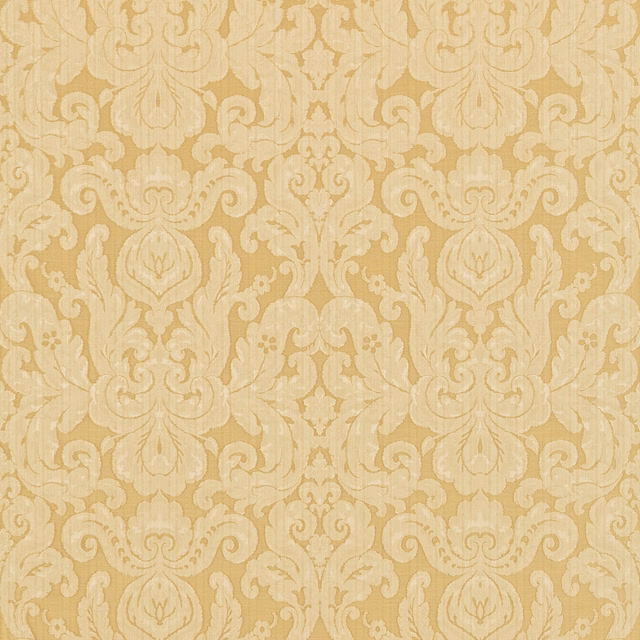 Warm cream damask with antique-gold scrolls and softly textured woven detail