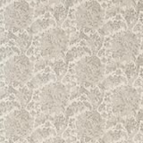 Pale silver-grey botanical damask with softly distressed foliage and ivory ground