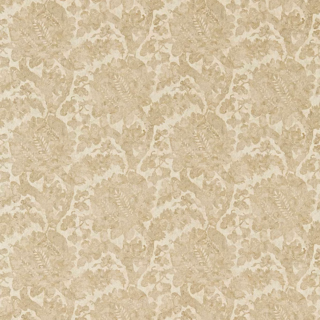 Pale stone and beige Indienne floral damask with softly distressed tonal texture