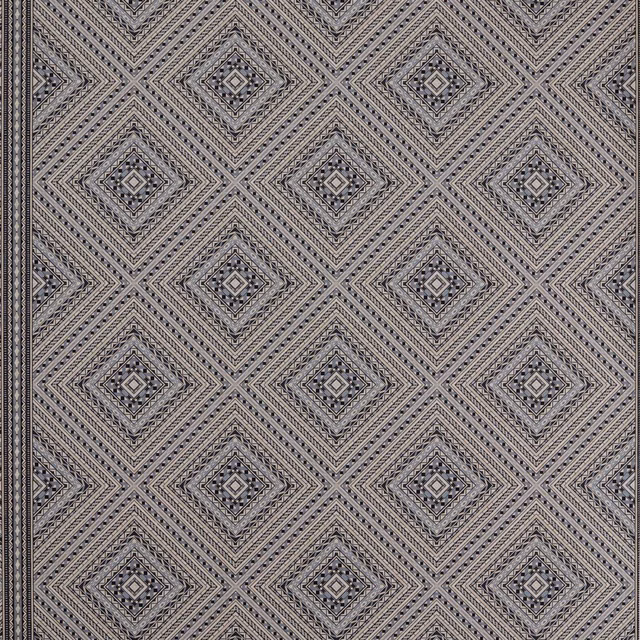 Cool slate wallpaper with layered diamond trellis and fine marquetry-like lines
