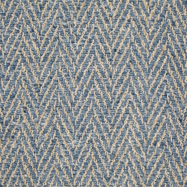 Muted blue-grey woven fabric with pale raised zigzag lines and tactile texture