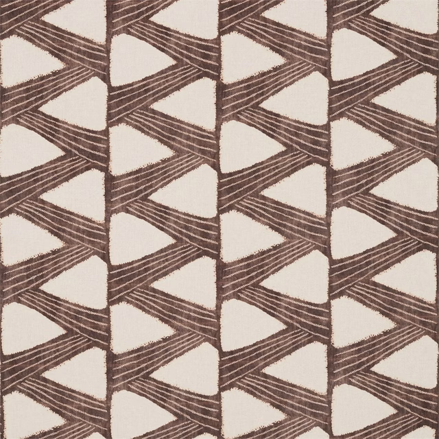 Charcoal-brown and ivory interlocking triangles with fine linear fabric texture