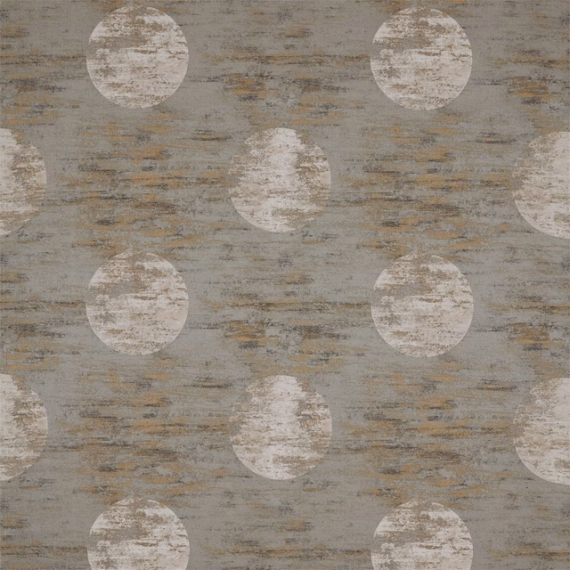 Silver-grey fabric with chalky circles and distressed horizontal taupe striations