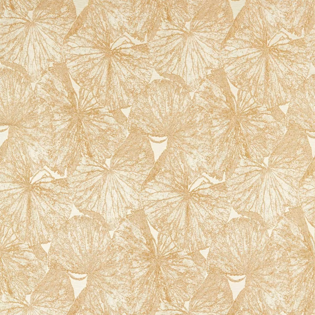 Muted antique-gold botanical leaves woven across a warm cream ground