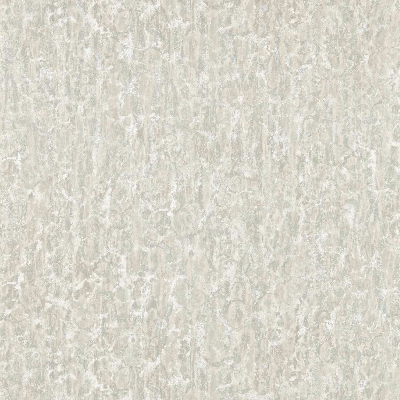 Pale stone-grey wallpaper with chalky vertical striations and mottled mineral texture
