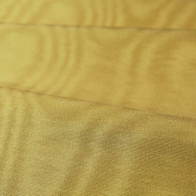 Muted olive-green moiré fabric with fine horizontal ribbing and warm yellow undertones