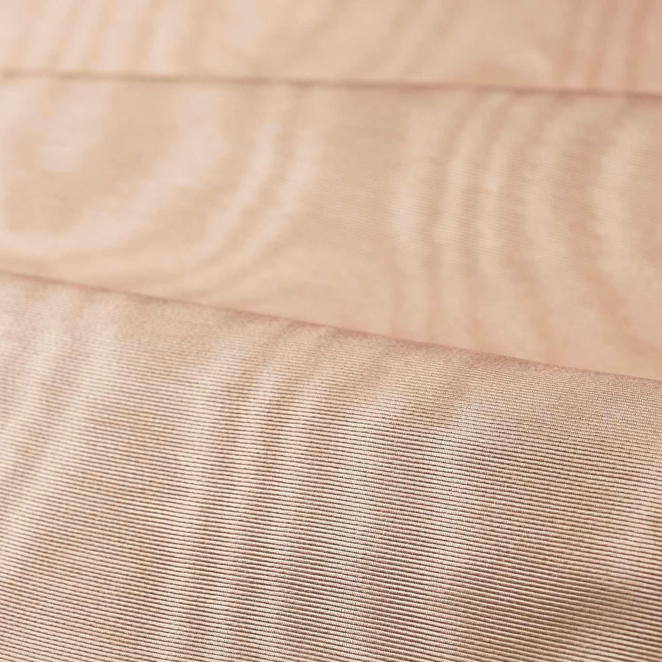 Pale rose quartz moiré fabric with fine horizontal ribbed texture and soft tonal waves