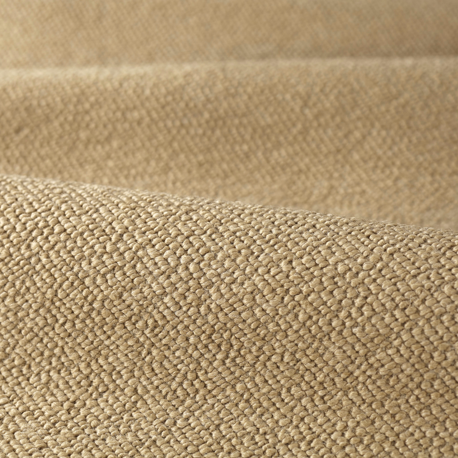 Warm bronze-beige boucle with dense rounded loops and a softly ridged plain surface