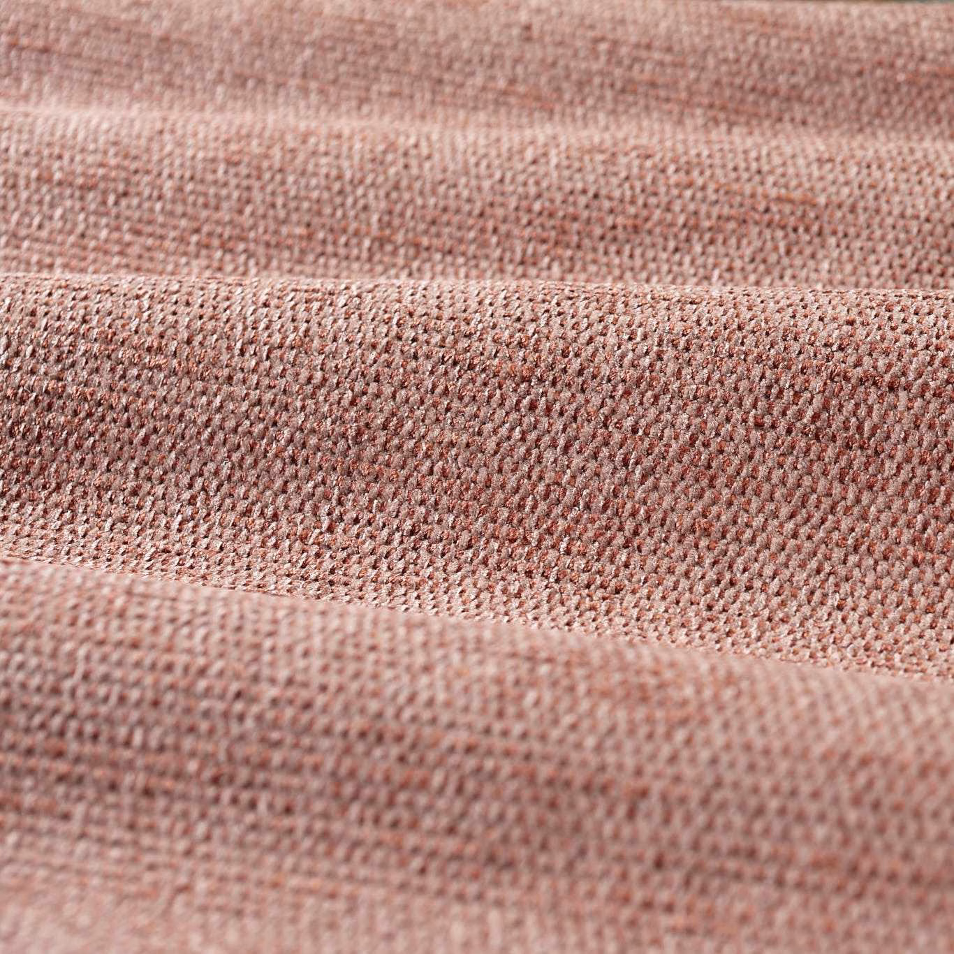 Close-up of dusty Tuscan pink chenille with dense, softly flecked woven texture